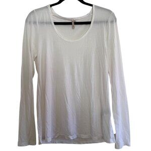Banana Republic 100% Modal White Long Sleeve Scoop Neck Lightweight Top-Medium